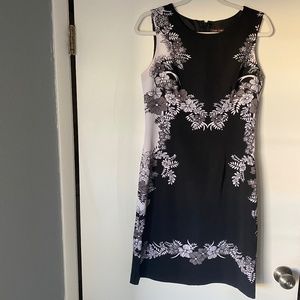Voir Voir Sleeveless Dress Size 6 Black White Grey Floral
